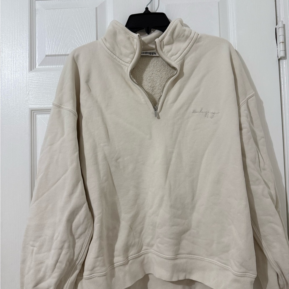 Madhappy Cream Zip-Up Sweater